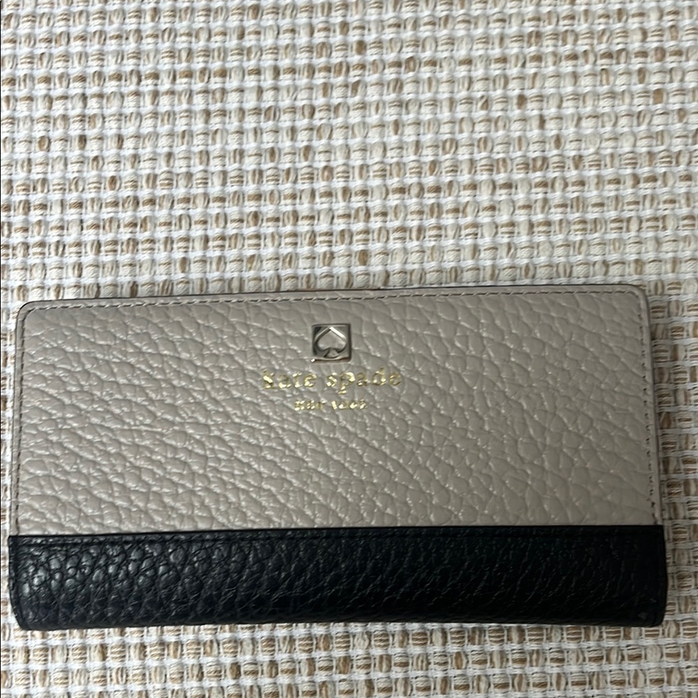 Kate Spade Taupe and Black Leather Wallet